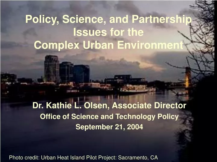 policy science and partnership issues for the complex urban environment