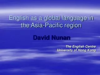 English as a global language in the Asia-Pacific region