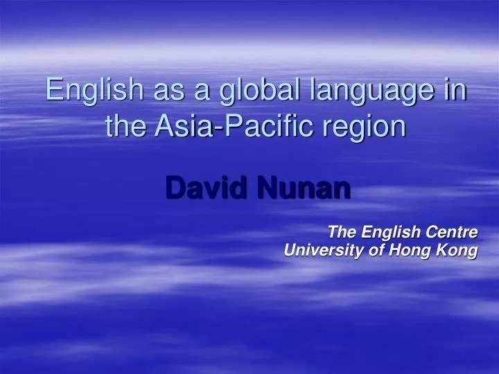 english as a global language in the asia pacific region