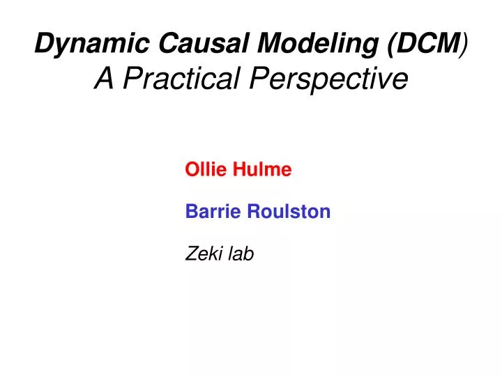 dynamic causal modeling dcm a practical perspective