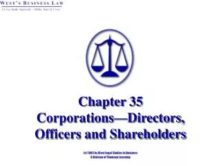 Chapter 35 Corporations—Directors, Officers and Shareholders