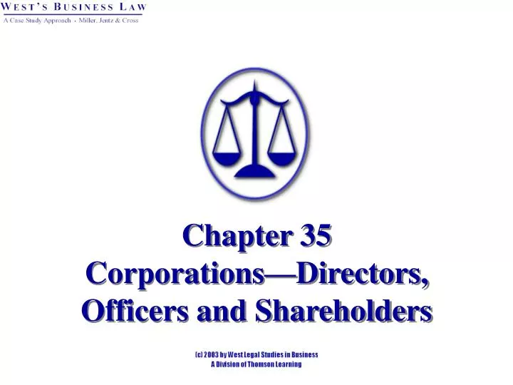 chapter 35 corporations directors officers and shareholders
