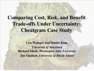 Comparing Cost, Risk, and Benefit Trade-offs Under Uncertainty: Cheatgrass Case Study