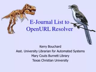 E-Journal List to OpenURL Resolver