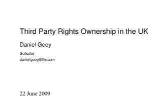 Third Party Rights Ownership in the UK