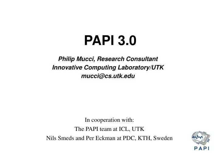philip mucci research consultant innovative computing laboratory utk mucci@cs utk edu
