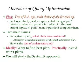 Overview of Query Optimization