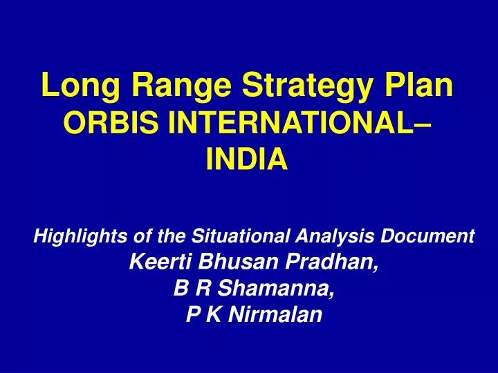 long range strategy plan orbis international india