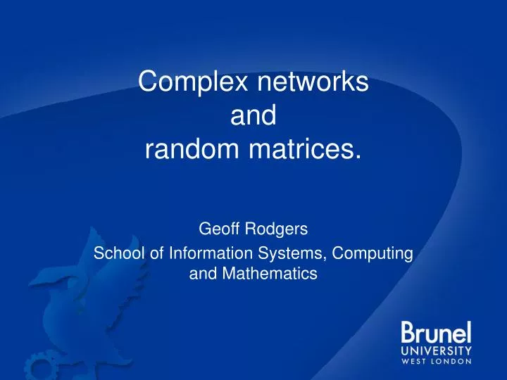 complex networks and random matrices