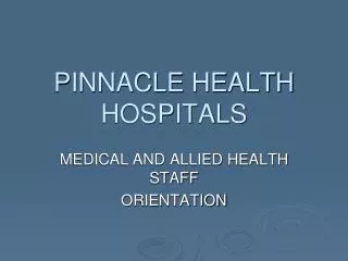 PINNACLE HEALTH HOSPITALS