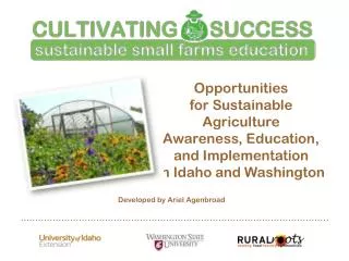 Opportunities for Sustainable Agriculture Awareness, Education, and Implementation in Idaho and Washington