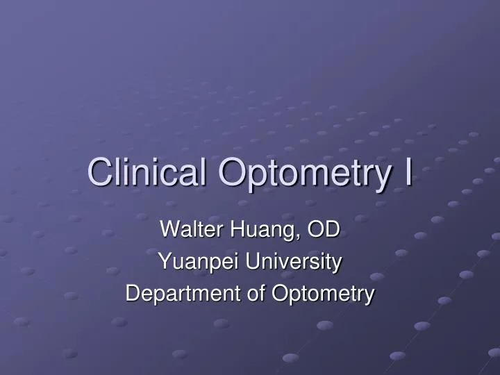clinical optometry i