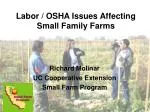 Labor / OSHA Issues Affecting Small Family Farms - slide 1