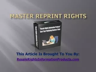 Master Reprint Rights