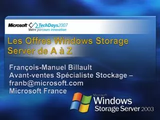 Les Offres Windows Storage Server de A à Z