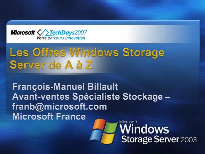 les offres windows storage server de a z