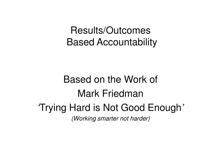 results outcomes based accountability