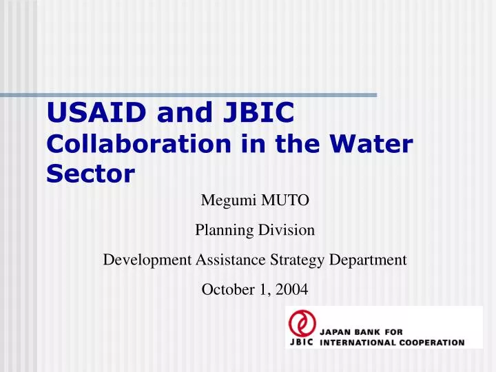 usaid and jbic collaboration in the water sector
