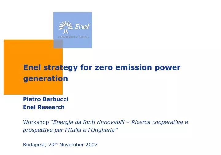 enel strategy for zero emission power generation