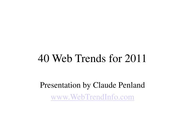 40 web trends for 2011