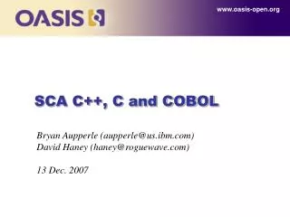 SCA C++, C and COBOL