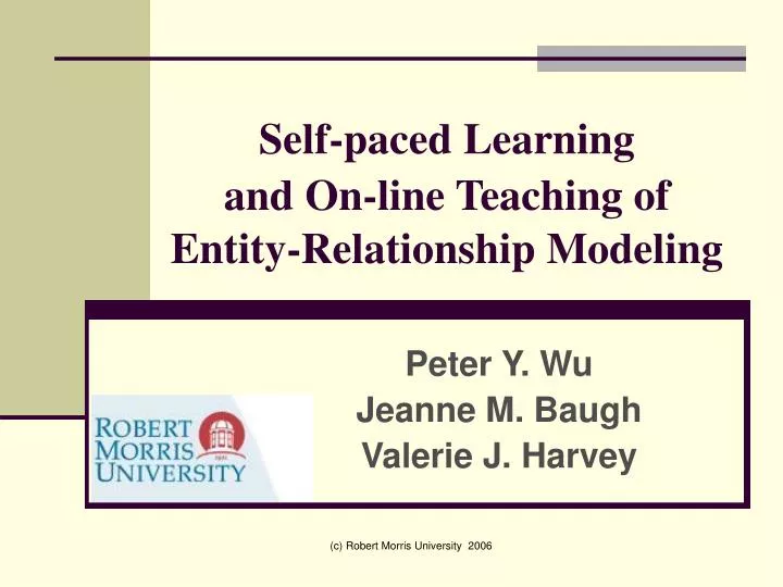 self paced learning and on line teaching of entity relationship modeling