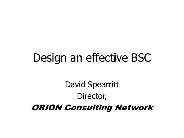 design an effective bsc