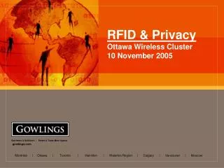RFID &amp; Privacy Ottawa Wireless Cluster 10 November 2005