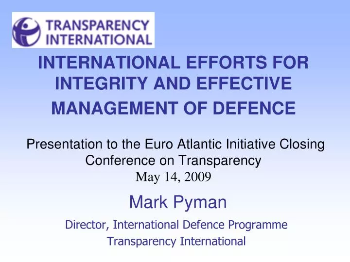 director international defence programme transparency international