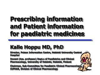Prescribing information and Patient information for paediatric medicines