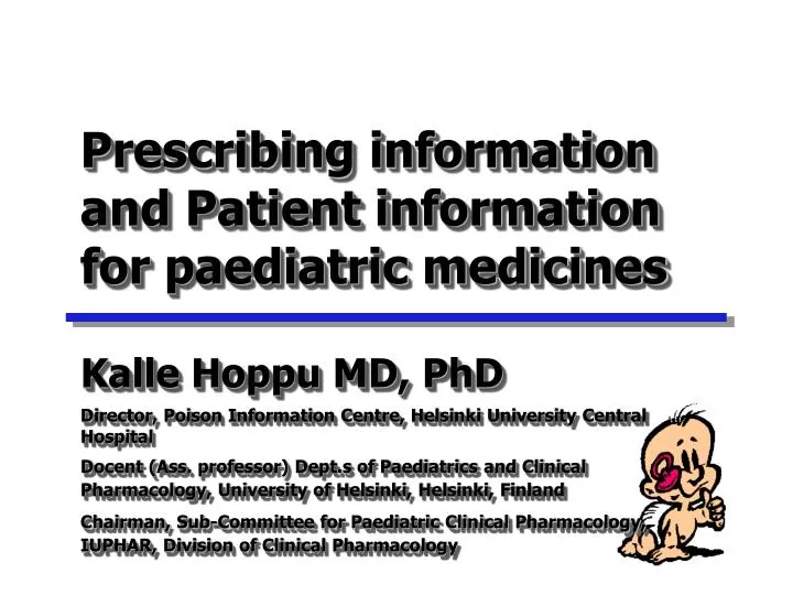 prescribing information and patient information for paediatric medicines