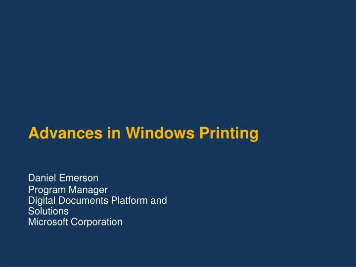 advances in windows printing