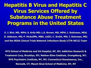 Hepatitis B Virus and Hepatitis C Virus Services Offered by Substance Abuse Treatment Programs in the United States