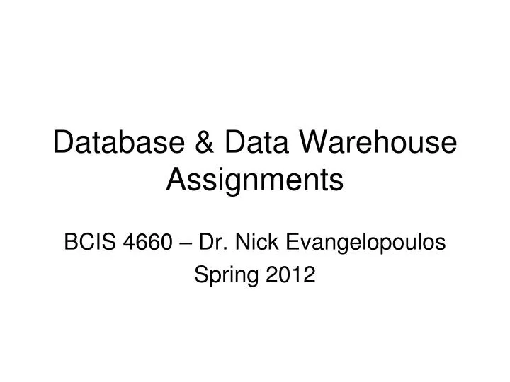 database data warehouse assignments