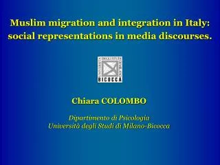 Chiara COLOMBO Dipartimento di Psicologia Università degli Studi di Milano-Bicocca