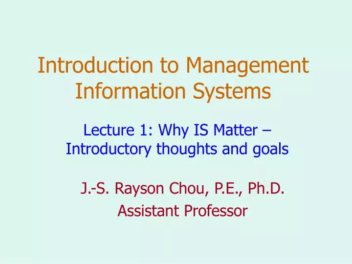 introduction to management information systems
