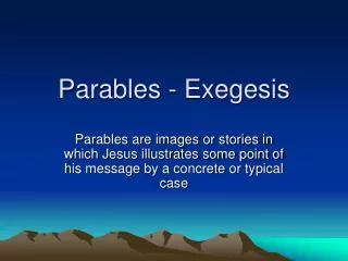 Parables - Exegesis
