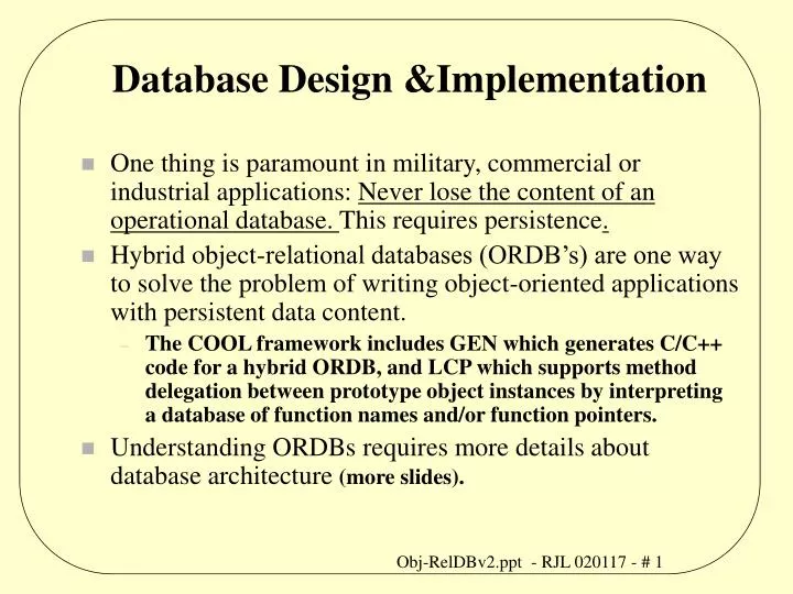 database design implementation