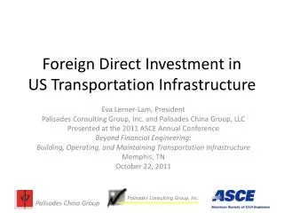 Foreign Direct Investment in US Transportation Infrastructure
