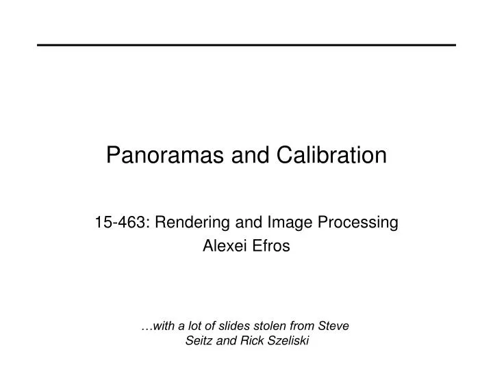 panoramas and calibration