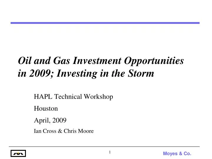 oil and gas investment opportunities in 2009 investing in the storm