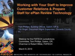 Working with Your Staff to Improve Customer Relations &amp; Prepare Staff for ePlan Review Technology