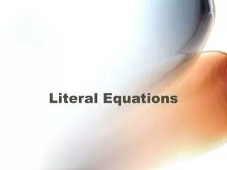 literal equations