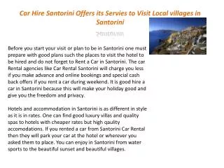 Car Hire Santorini Offers its Servies to Visit Local village