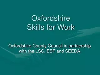 Oxfordshire Skills for Work