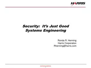Security: It’s Just Good Systems Engineering