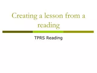 Creating a lesson from a reading