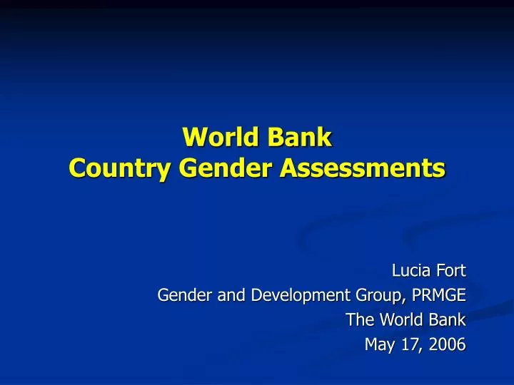 world bank country gender assessments