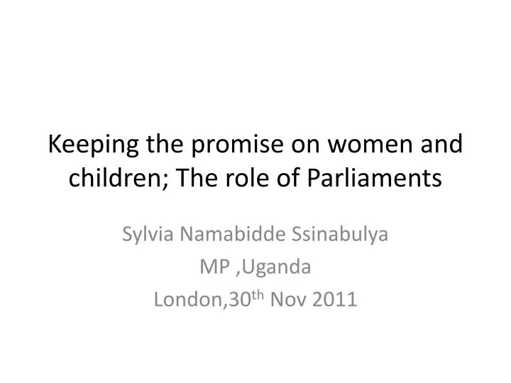 keeping the promise on women and children the role of parliaments