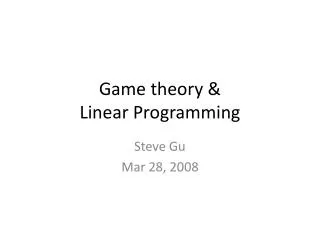 Game theory &amp; Linear Programming